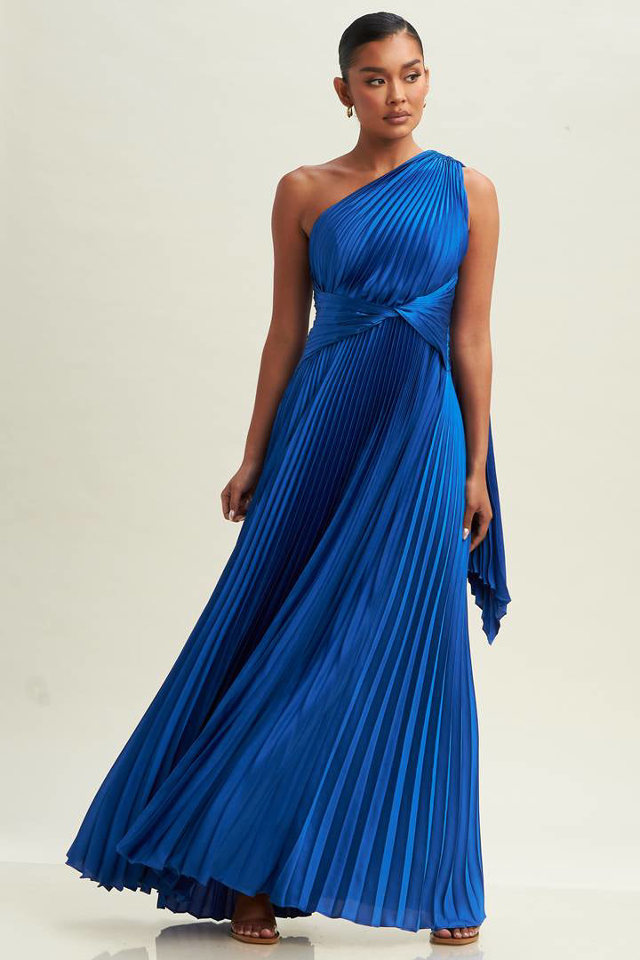 Vestido azul top plisado
