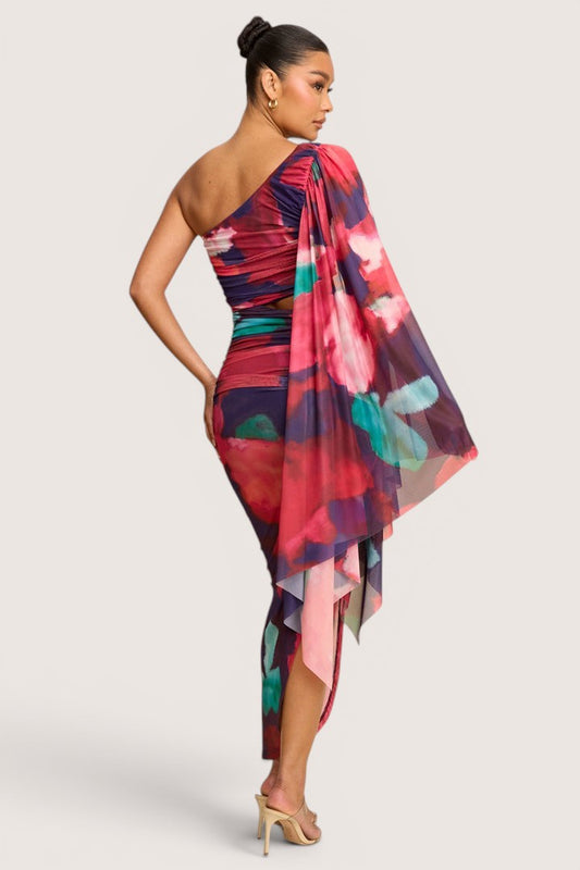 Vestido De Mesh Asimetrico Colores