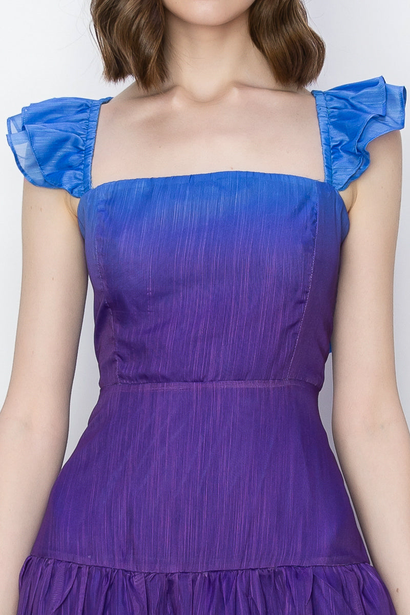 Vestido Midi  Degradado Escote recto azul