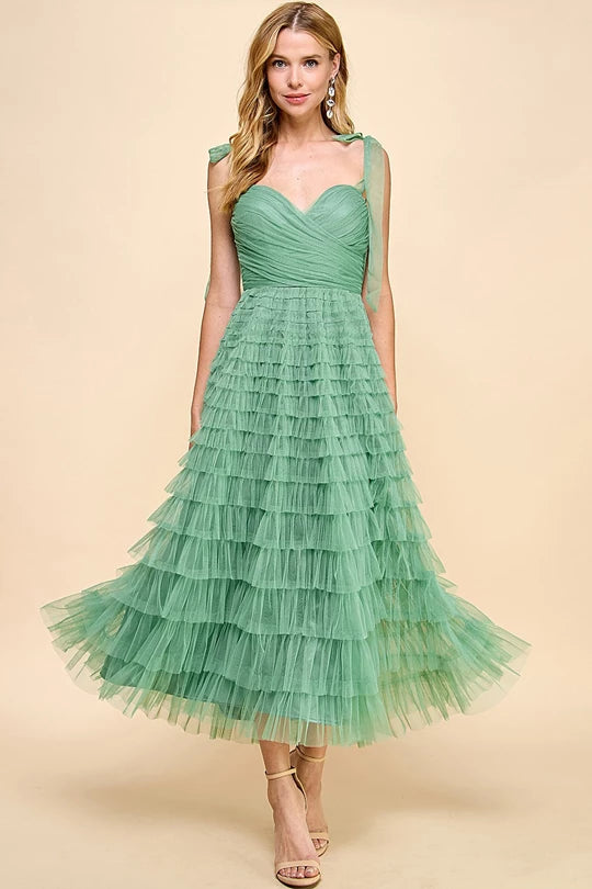 Vestido Midi de tul capas Sage