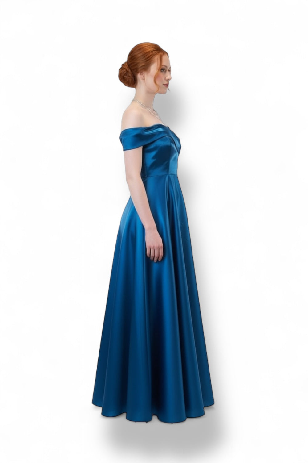 Vestido princesa azul petróleo
