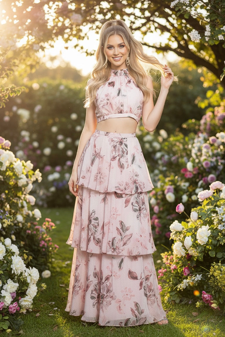 Conjunto Floral Rosé de Dos Piezas