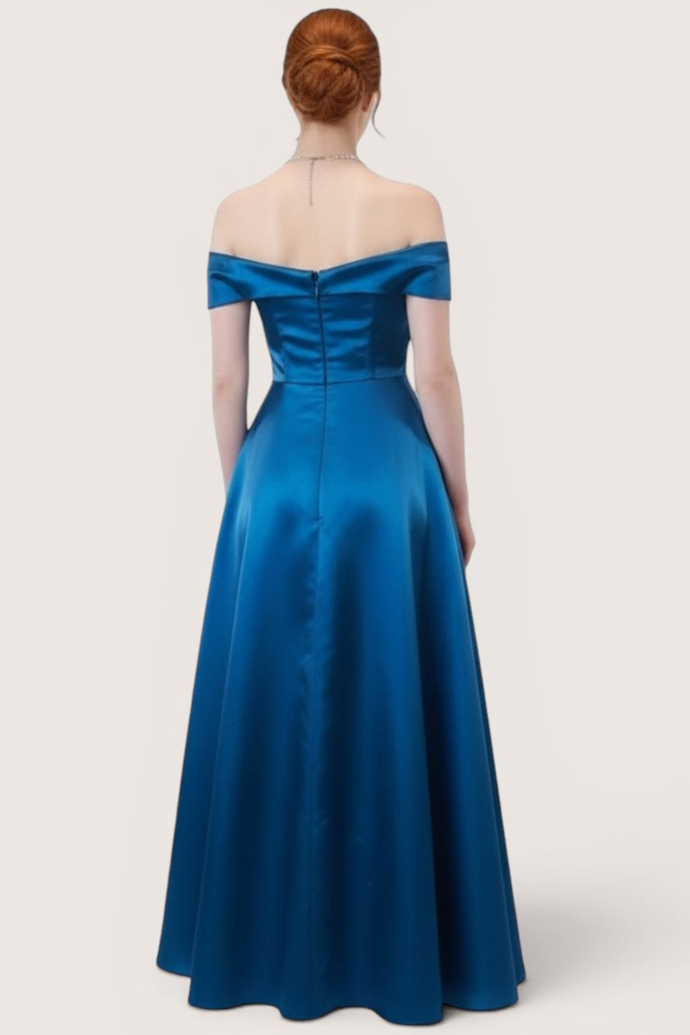 Vestido princesa azul petróleo
