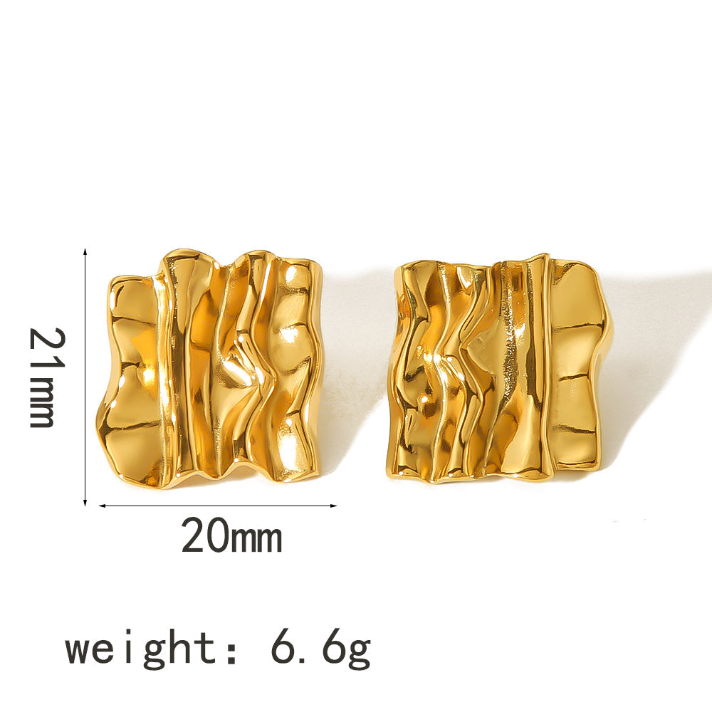 Aretes Cuadrados Texturizados Dorados