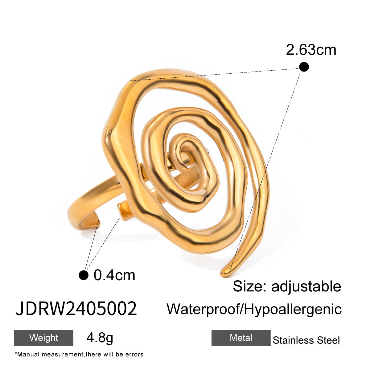 Anillo Espiral Caracol en Dorado