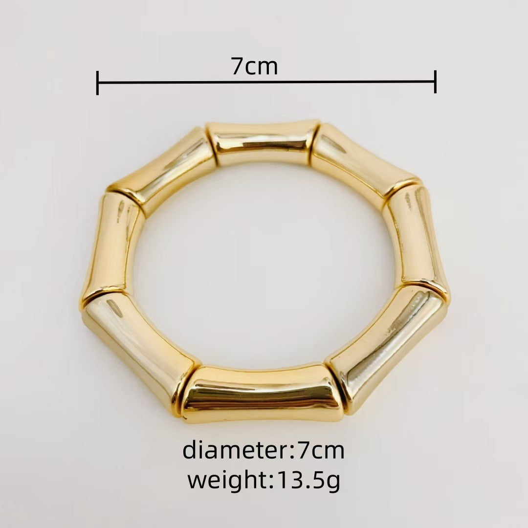 Pulsera Rígida Eslabón Bambú Dorada