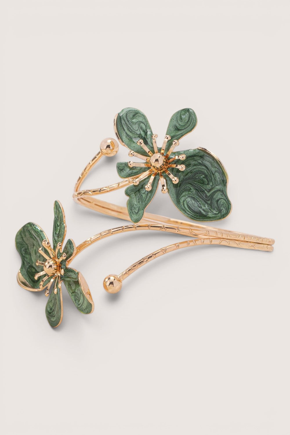 Brazalete de Brazo Flor Esmaltada Verde