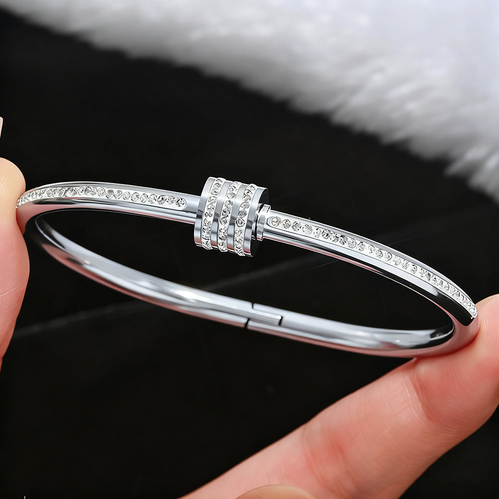 Pulsera Brazalete Cristales en Plateado