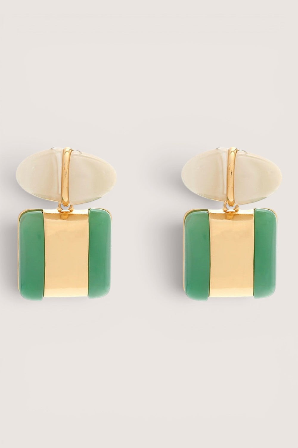 Aretes Colgantes Esmalte Verde y Dorado
