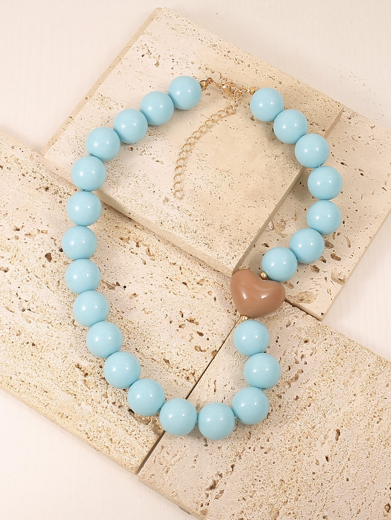 Pulsera Cuentas Azul Cielo con Corazón