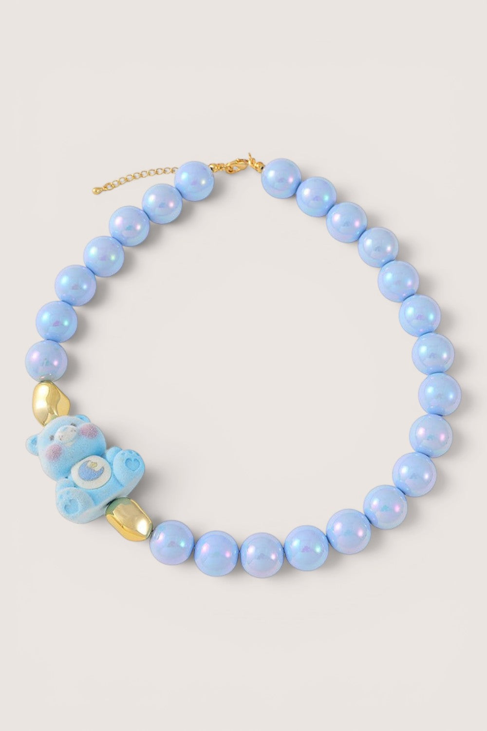Collar Perlas Azules con Osito Cariñosito