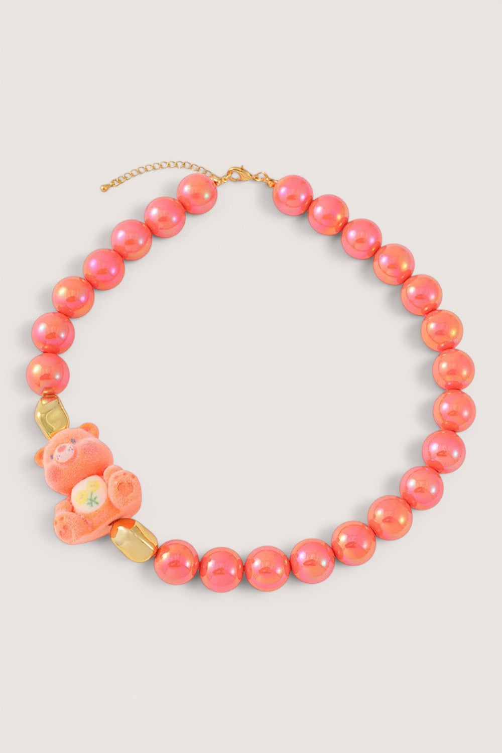 Collar Perlas Coral con Osito Cariñosito