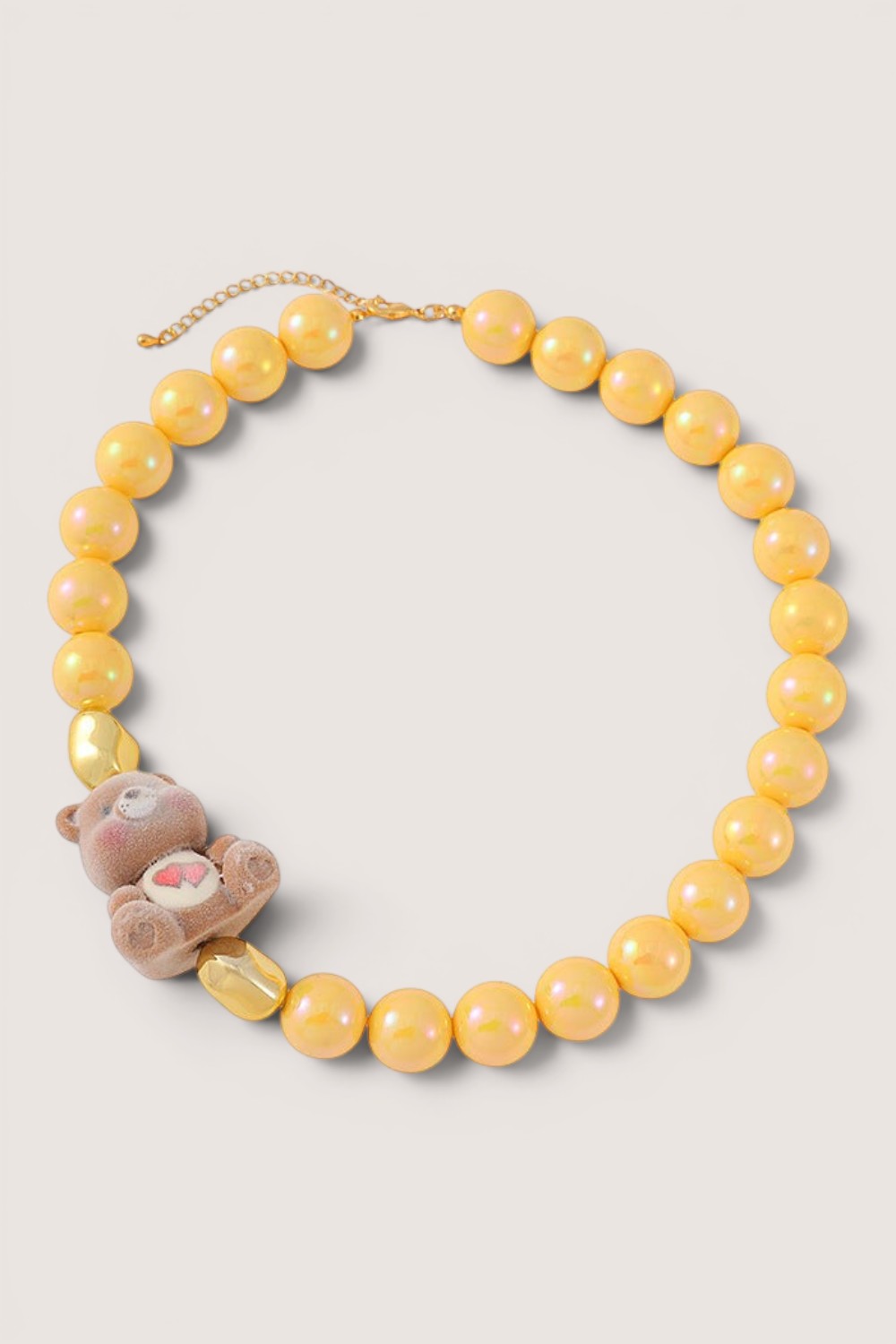 Collar Perlas Amarillas Dije Osito