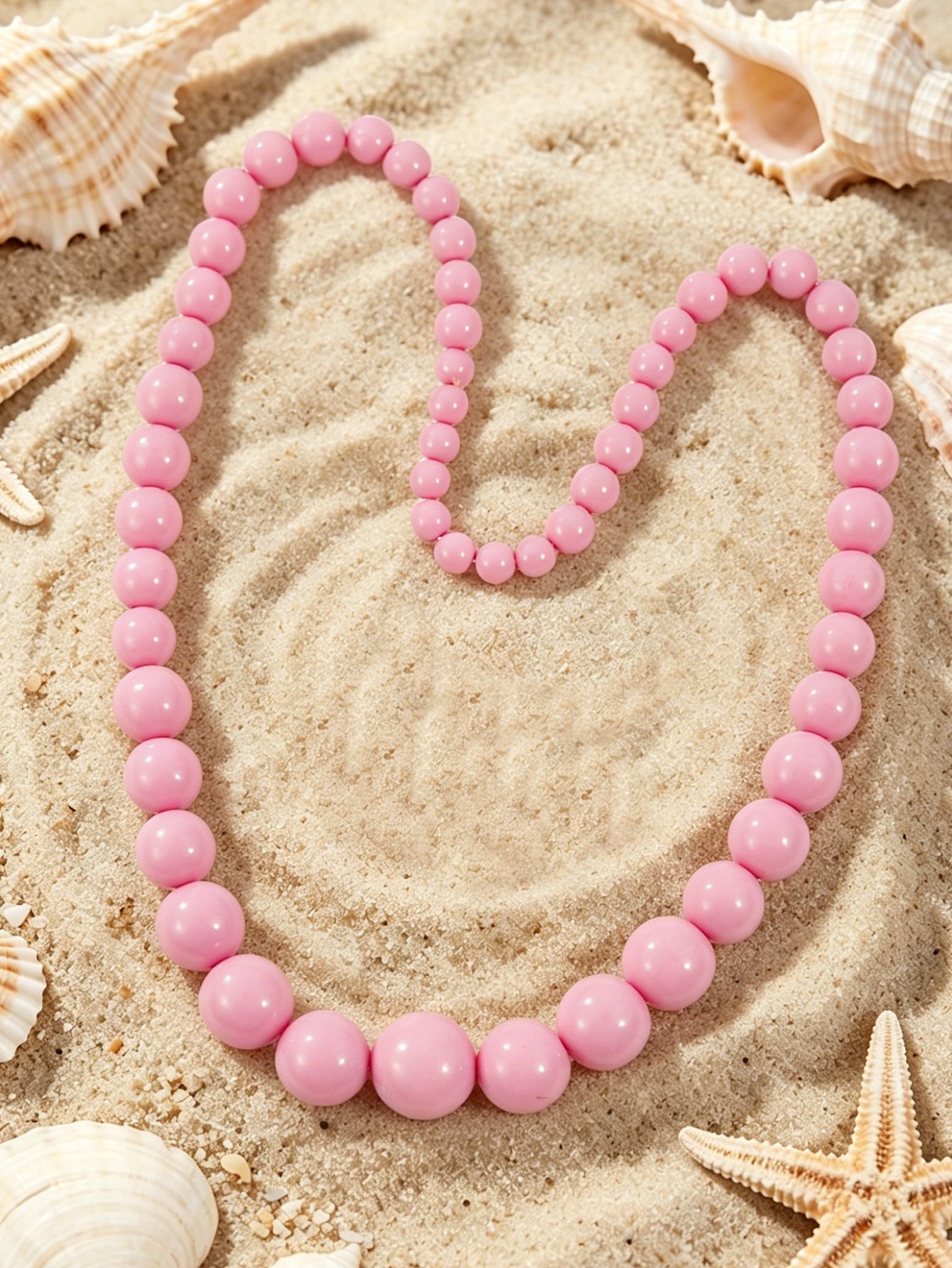 Collar de Cuentas Redondas Rosa Pastel