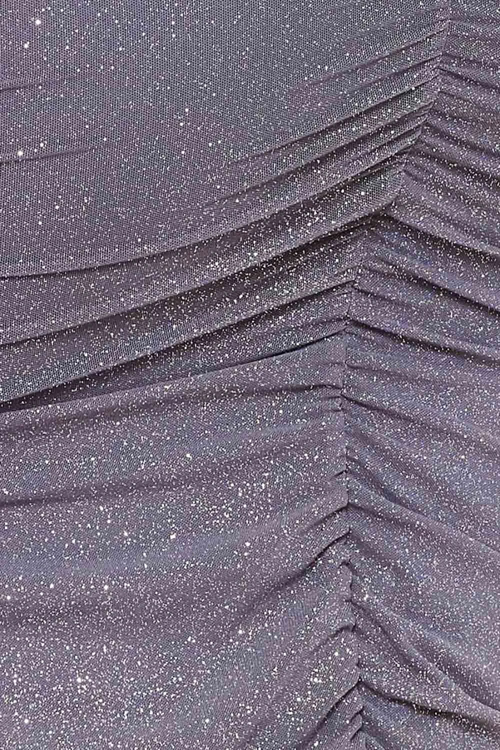 Vestido Largo Pegado Mesh strapless gris