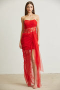Vestido Largo transparente Rojo