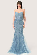 Vestido Sirena escote Recto con Brillos