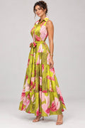 Vestido maxi camisero estampado floral