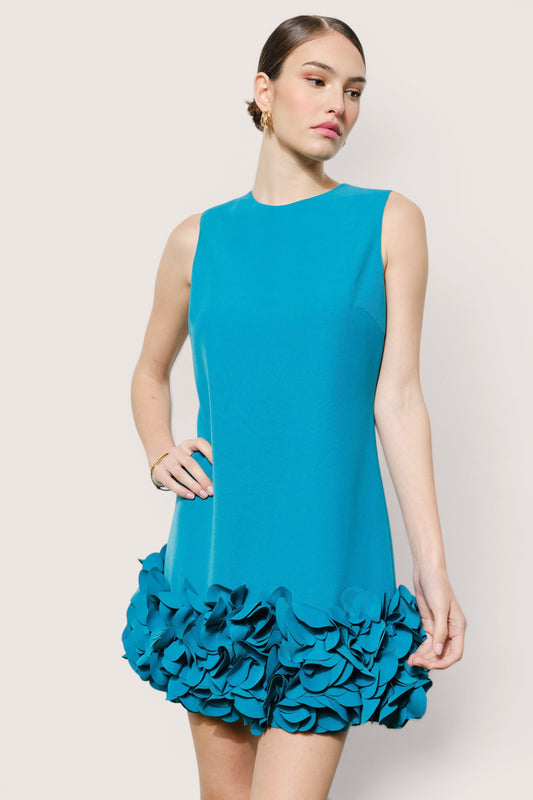 Vestido mini verde azulado lateral