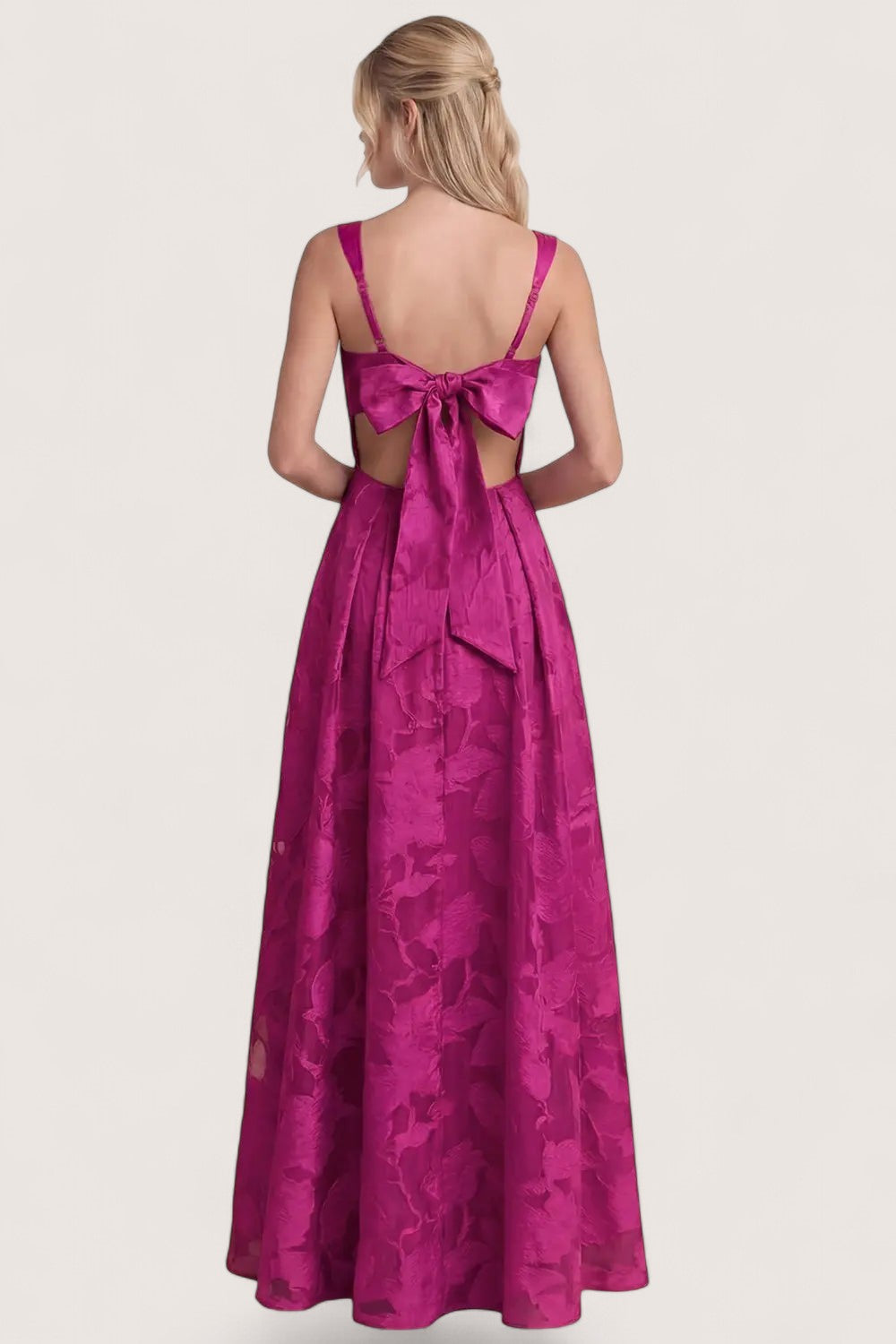 Vestido fucsia jacquard floral en A Pink Shop