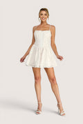 Vestido Corto Ivory Floral Corset Lace-Up