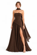 Vestido Strapless con Estola y Abertura