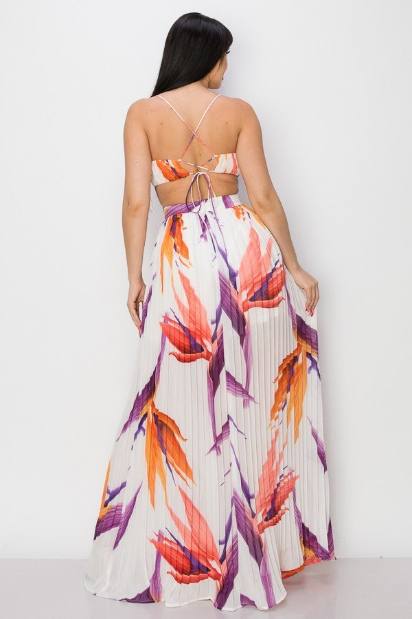 Vestido Blanco Cut Off Cruzado Floral