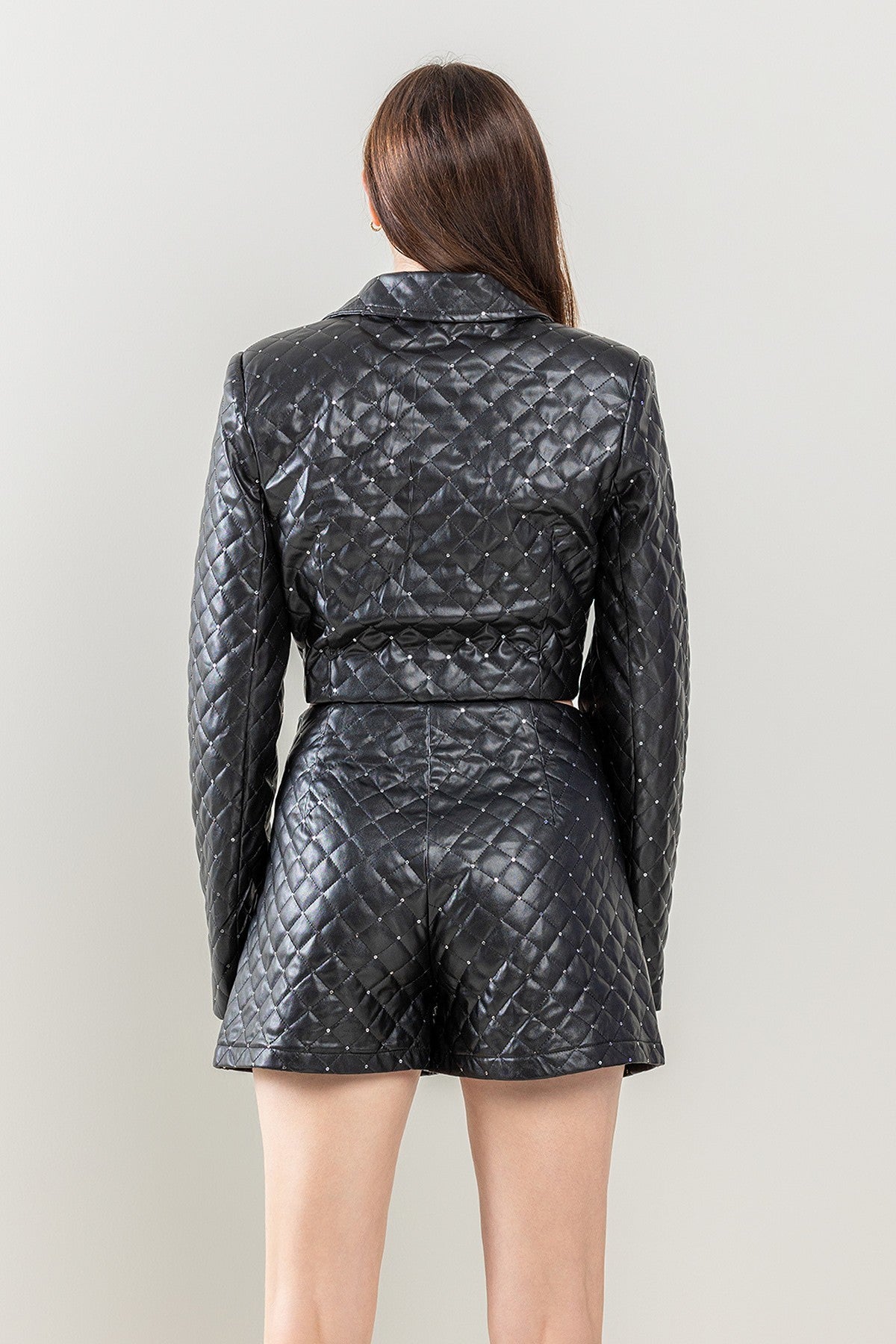 Set de Short y Chamarra vinipiel negro