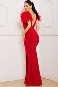 Vestido Largo mangas tul Rojo