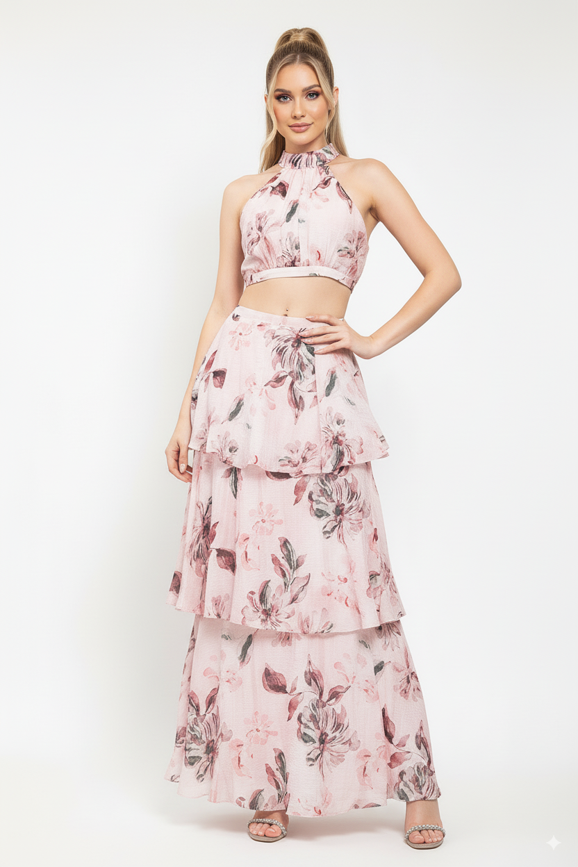 Conjunto Floral Rosé de Dos Piezas