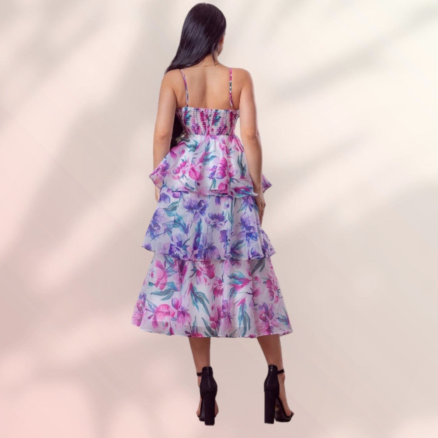 Vestido Rosa Cut Off Cruzado Floral