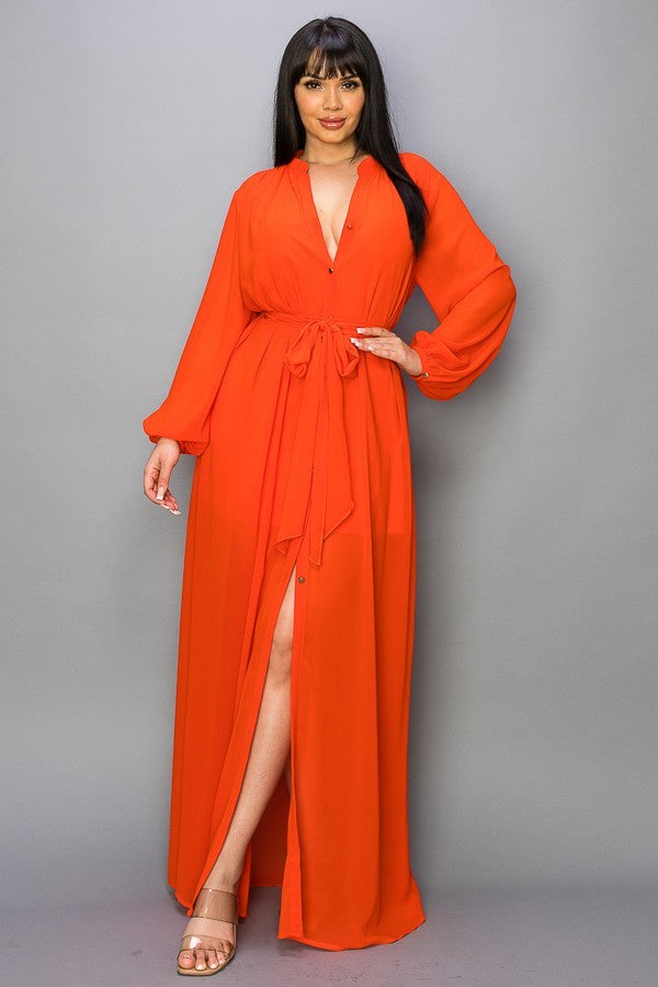 Vestido Camisero Largo Vaporoso