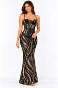 Vestido largo sirena de lentejuela con espalda de corsé