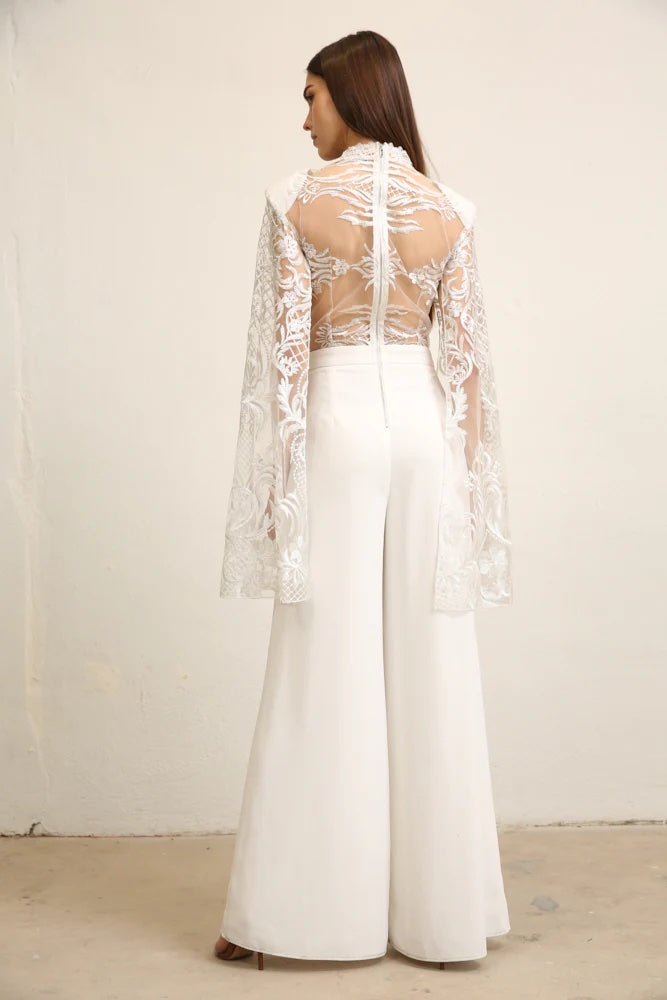 Jumpsuit blanco Capa Encaje