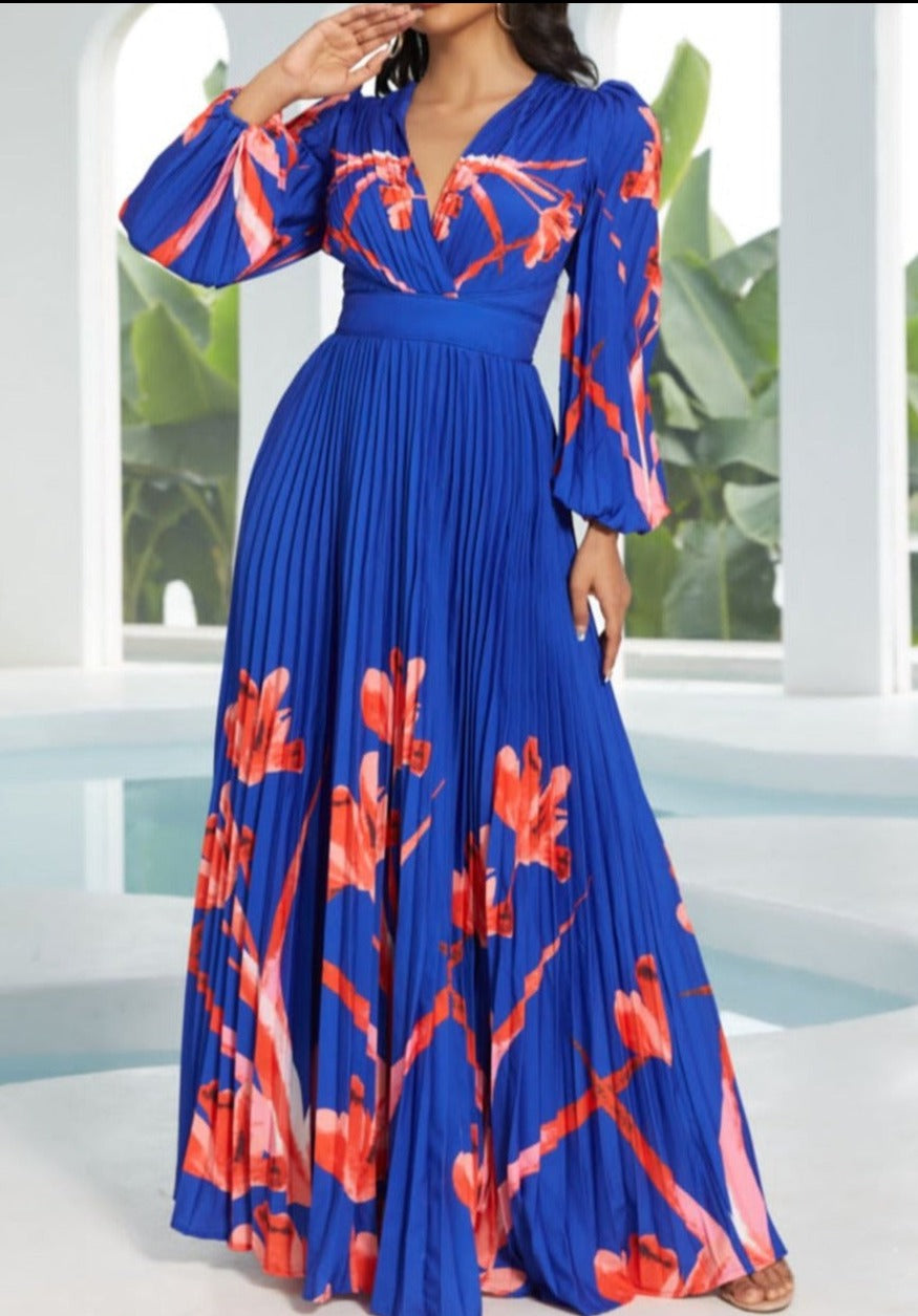 Vestido Azul Marino Con Flores Vestido Floral Azul Marino Y Beige