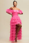 Vestido de tul corto largo