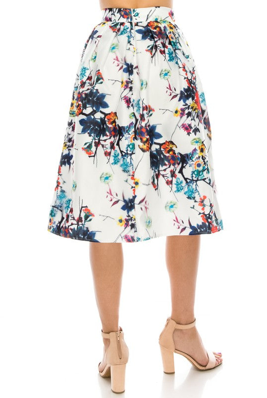 falda midi flores 3d