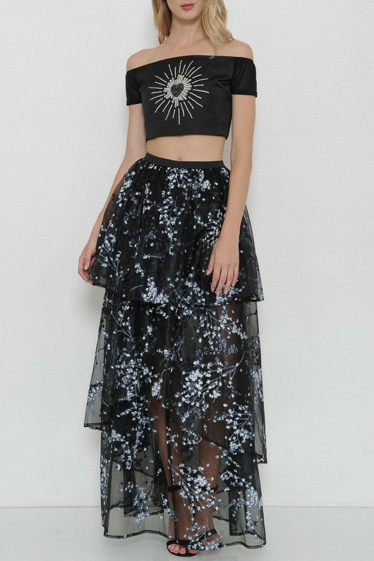 CONJUNTO LARGO DE TOP Y FALDA