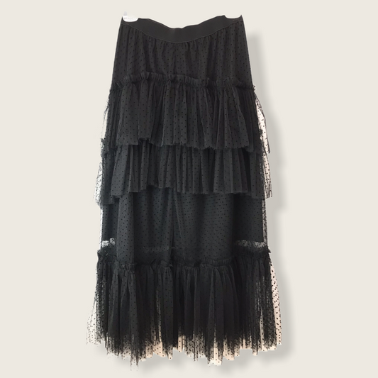 Falda midi asimetrica tul negra