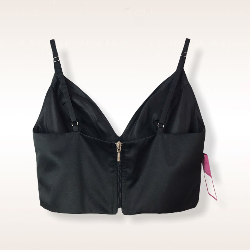 Top escote v negro