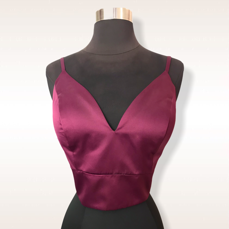 Crop top escote V vino