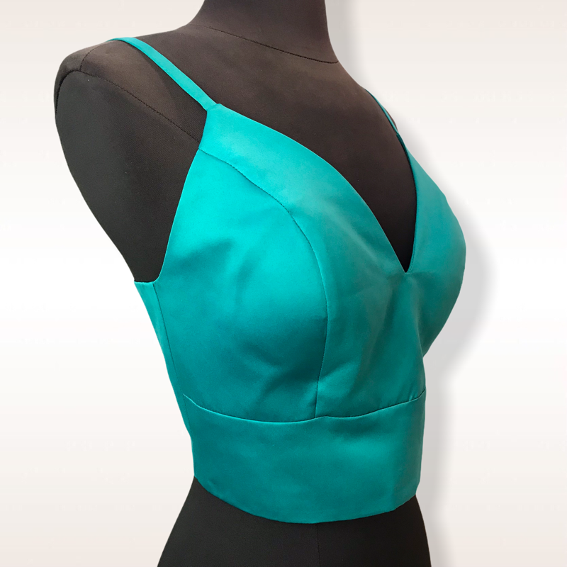 Crop top escote V verde jade