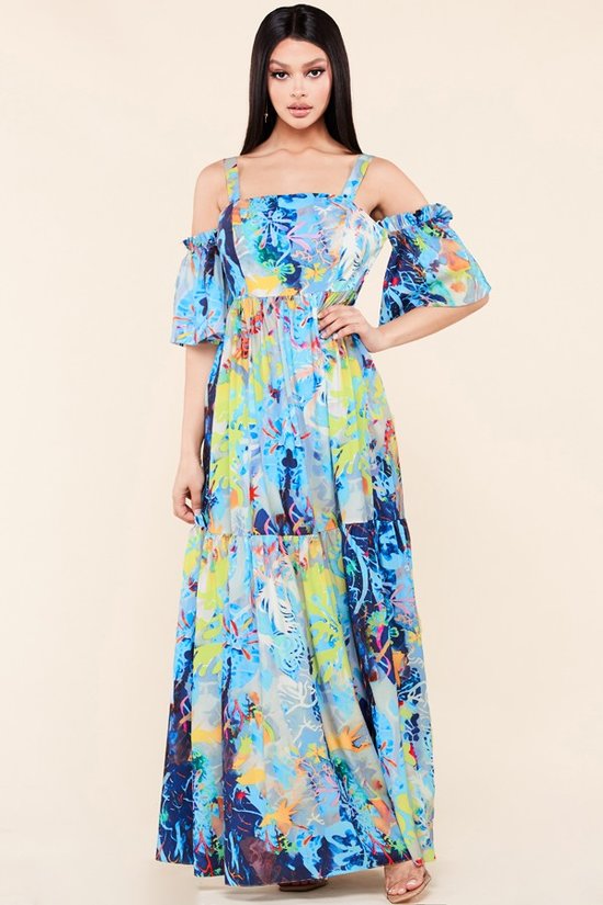 Vestido Largo tie-dye azul