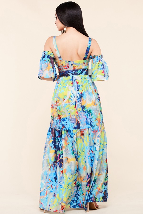 Vestido Largo tie-dye azul