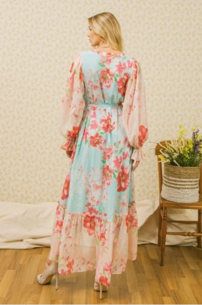 Vestido Largo Cruzado Floral
