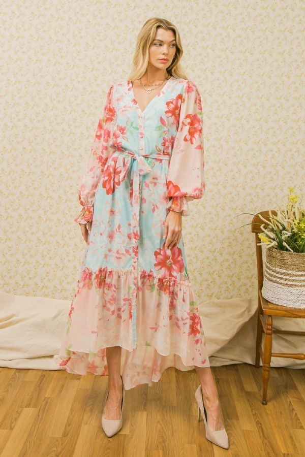 Vestido Largo Cruzado Floral