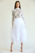 Vestido Midi con Capas de Tul