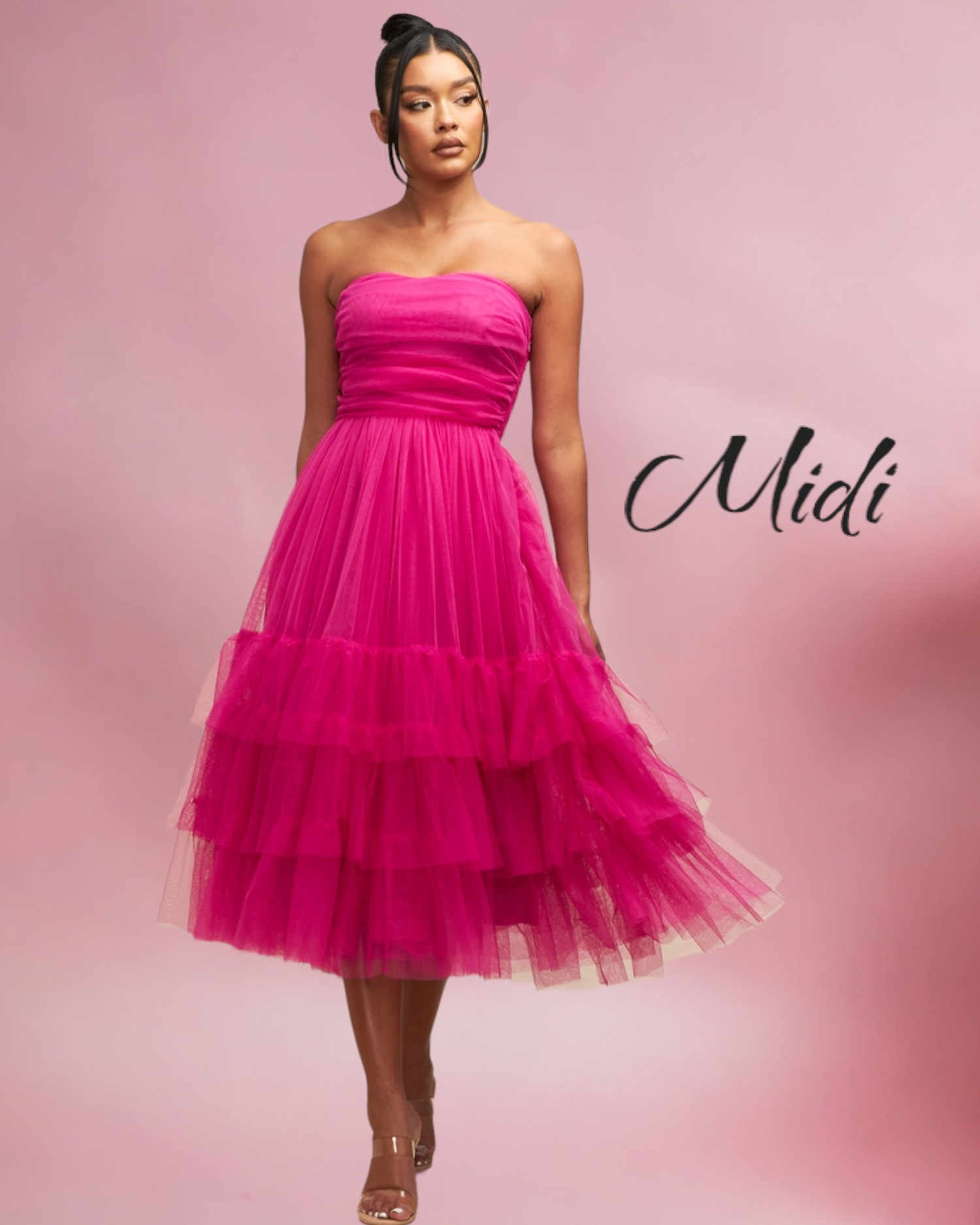 Vestido Largo mangas tul Negro – Pink shop by maf