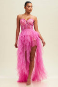 Vestido de tul corto largo Corset encaje Rosa