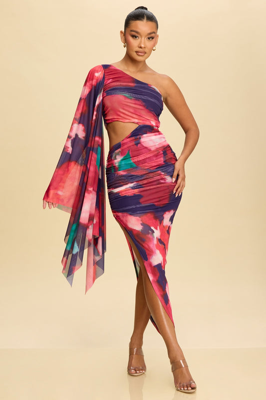 Vestido De Mesh Asimetrico Colores